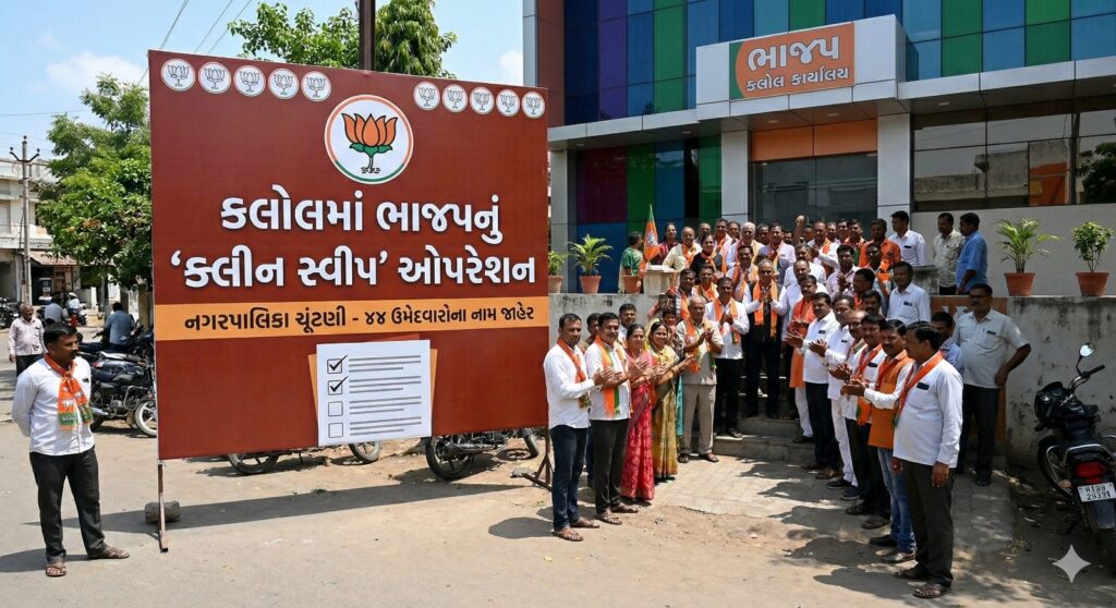 કલોલમાં ભાજપનું ‘ક્લીન સ્વીપ’ ઓપરેશન:  28 પૂર્વ નગરસેવકોની ટિકિટ કપાઈ, નવા ચહેરાઓ આવતા કહી ખુશી, કહી ગમ